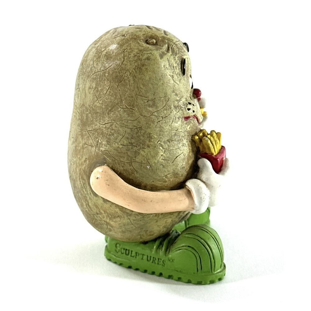 Vintage Sculptures Potato Character Figurine Eating French Fries 3” Funny Food - Picture 2 of 5